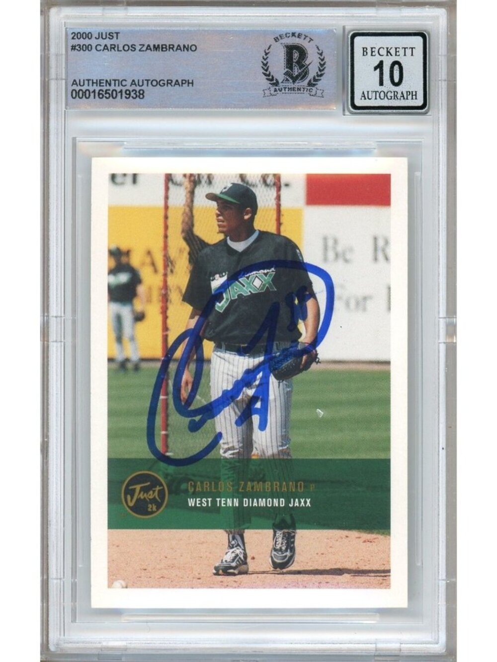 Carlos Zambrano Signed 2000 Just Justifiable #300 Cubs Beckett Auto 10 Slabbed